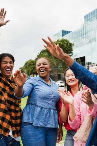People interacting happily